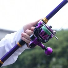 Sougayilang伸缩式鱼竿和纺车轮套装 1.8-3.3米 便携式超轻碳纤维鱼竿和1000-5000系列 5.2:1齿轮比渔轮套装 钓鱼用具 - 紫色 - 查看 8