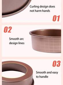 1pc Non-Stick Round Cake Baking Mold, Gold Color Springform Pan, Carbon Steel Bottom Removable Chiffon Cake Mold, Multi-Size Cake Baking Tray, Modern Oven Baking Tool, Heat Resistant Easy Clean