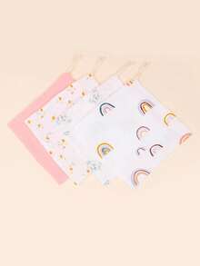 4 件裝新生兒平紋細布雙層毛巾、流口水圍兜和手帕套裝 - 粉色 - 查看 2