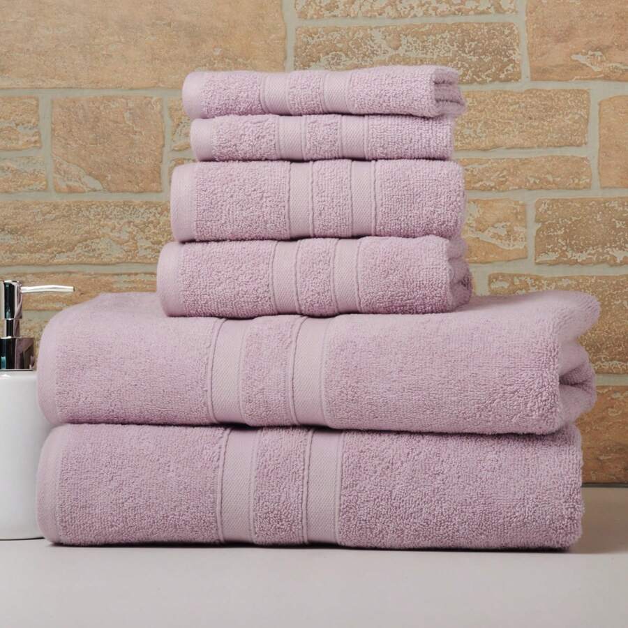 Bibb Home 6 Piece Egyptian Cotton Towel Set - Solid Dusky Mauve - View 1