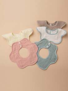 5 Piezas Baberos Para Bebé Con Forma De Pétalo De Flor Hechos De Tela De Muselina De 6 Capas Para Babear