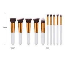 Bộ 10 cọ đánh phấn nền, cọ che khuyết điểm Kabuki, phấn má hồng, phấn mắt, cọ mắt, bộ cọ, bộ cọ trang điểm, bộ cọ trang điểm, bộ trang điểm hoàn chỉnh, bộ cọ trang điểm, bộ trang điểm hoàn chỉnh, bộ cọ, cọ trang điểm, bộ quà tặng trang điểm, bộ - trắng - Xem 8
