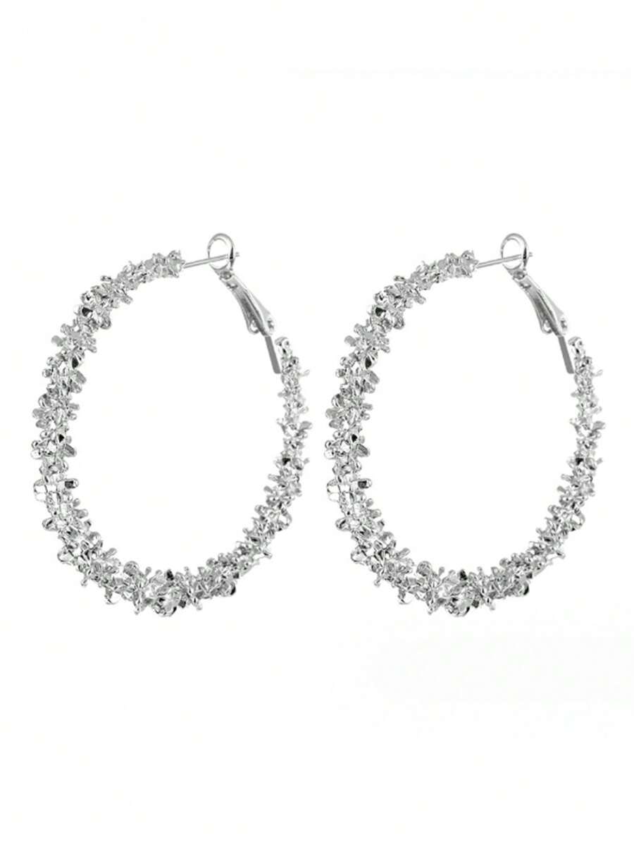 1 对时尚欧美夸张 3D 浮雕不对称荆棘形大圈耳环，适合女士