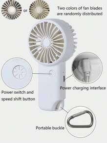 MEET SUN 1 Pc Rechargeable 500mAh Battery Powered Portable Handheld Fan With 3 Speed Settings - White - View 7