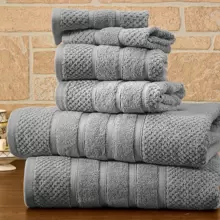 Bibb Home 6 Piece Egyptian Cotton Towel Set - Popcorn Abu-abu - View 1