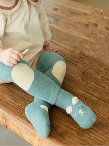 Protectores de rodilla para bebé, calcetines forrados gruesos y térmicos, calcetines tipo tubo medio para otoño e invierno, separadores de piernas antideslizantes para bebés - Café integral - Ver 4