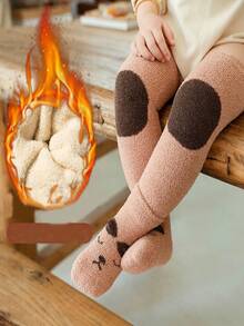 Protectores de rodilla para bebé, calcetines forrados gruesos y térmicos, calcetines tipo tubo medio para otoño e invierno, separadores de piernas antideslizantes para bebés - Café integral - Ver 5