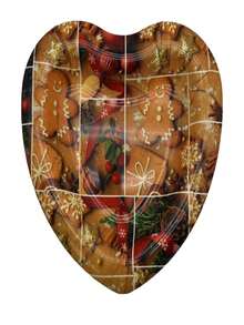 Bandeja / charola de plástico forma corazón navideña . - Café integral - Ver 1