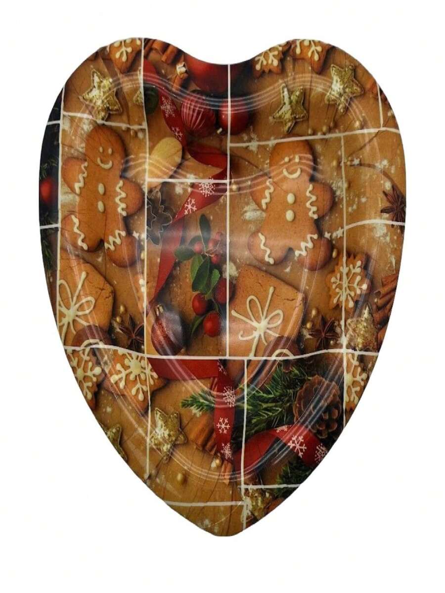 Bandeja / charola de plástico forma corazón navideña . - Café integral - Ver 1