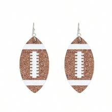 1對獨特足球主題閃爍亮片和皮革耳釘,創意運動風格女士珠寶