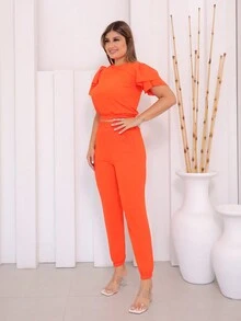 女性套裝 - 橘色 - 查看 2