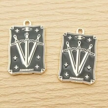 10入組太陽月亮吊墜,珐琅吊墜,鋅合金鍍金 - 彩色 - 查看 17