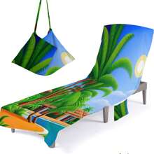 1pc Sun Lounger Cover Towel With Pockets For Beach Chair, Sunbed - Multicolor - View 1