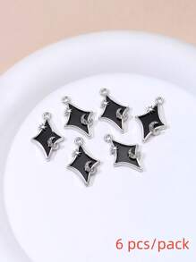 6/13pcs Random Alloy Rhinestone Inlaid Pendant Set In Ins Style With Dark Heart, Bow Knot, Cross, Y2k, Gothic Punk, Cherry, Skull Design For Diy Jewelry Making (Bracelet, Necklace, Earrings, Etc.) Valentines - Black - View 8