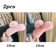 2入組大號絨面雙球髮夾,適合日常使用 - 彩色 - 查看 1