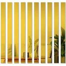 10 件/套長鏡面裝飾貼紙,diy 家居牆壁背景裝飾,天花板和牆框角,3d 壓克力自黏牆貼花 - 金色 - 查看 4