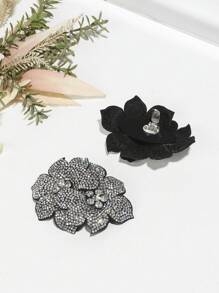New Handmade Butterfly Shaped Shoe Clip With Rhinestone Flowers Suitable For Wedding Shoes And High Heels -2 - Black - View 2