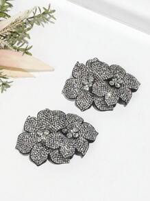 New Handmade Butterfly Shaped Shoe Clip With Rhinestone Flowers Suitable For Wedding Shoes And High Heels -2 - Black - View 3