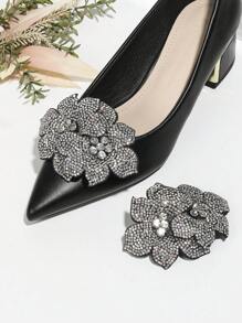 New Handmade Butterfly Shaped Shoe Clip With Rhinestone Flowers Suitable For Wedding Shoes And High Heels -2 - Black - View 1