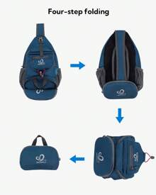 WATERFLY Packable Small Crossbody Sling Backpack Men Women Foldable Shoulder Chest Bag Daypack For Hiking Traveling - Blue - View 7
