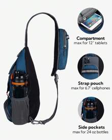 WATERFLY Packable Small Crossbody Sling Backpack Men Women Foldable Shoulder Chest Bag Daypack For Hiking Traveling - Blue - View 5