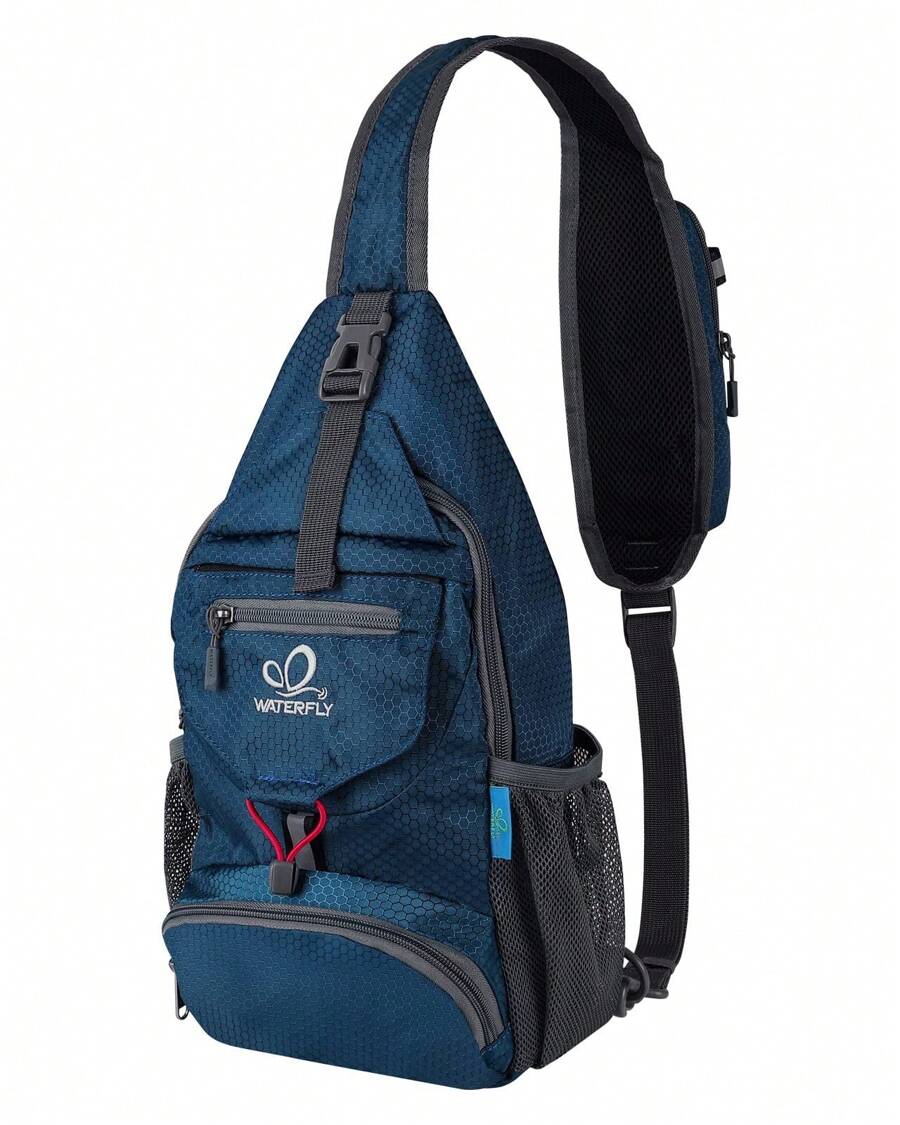 WATERFLY Packable Small Crossbody Sling Backpack Men Women Foldable Shoulder Chest Bag Daypack For Hiking Traveling