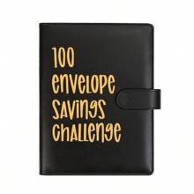 1 Set Black 100-envelope Challenge Savings Tracker Binder - Moneychallenges Budget Binder With Cash Envelopes & 25 Blank Notes + 1 Numbered Page To Save $5,050 The Fun & Simple Way - Black - View 1