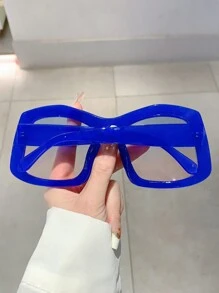 1 副女士加大码果冻色时尚眼镜，超大镜框渐变镜片，适合夏季海滩度假、户外、旅行 - 藍色 - 查看 2