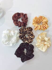 Elegant 12pcs Women's Leopard Big Bow Hair Ties Set Elastic Hair Ties Soft Cloth Hair Rope, Simple Design For Daily Use - Multicolor - View 3