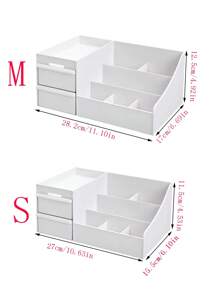 1 件桌面收纳盒透明化妆品整理器办公桌收纳架学习用品收纳篮房间装饰家居装饰浴室收纳整理文具分配器化妆品配件收纳柜海关瓶罐适用于护肤品香水口红眼影面膜彩妆眼霜化妆刷铅笔橡胶回形针订书机夹返校季浴室梳妆台宿舍学生女士礼物，适用于假日海滩、浴室收藏、卧室收藏，大容量 - 白色 - 查看 2