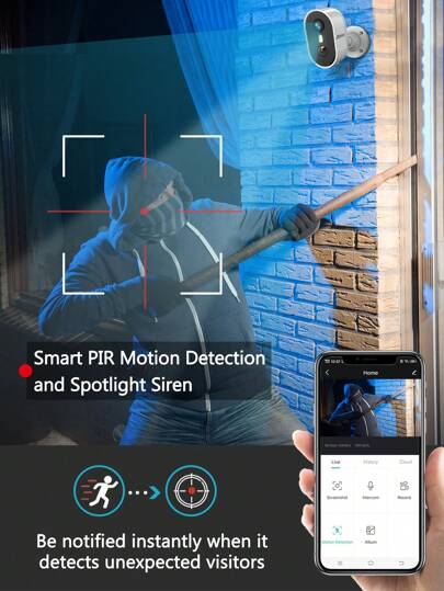 ANRAN Security Cameras Wireless Outdoor, 1080P AI Motion Detection Night Vision Home Cameras, Two Way Talk, Spotlight Siren Alarm, Work Alexa, Rechargeable Battery Powered, IP65 view 3