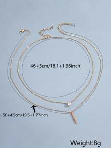 Personalized And Fashionable Double-Layered Drop-Shaped Small Diamond Long Tassel Pendant Necklace Set Of Two - Yellow Gold - View 5