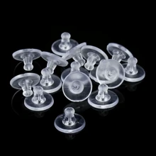 Accesorios de joyería multiusos DIY, tapones de silicona antideslizantes para orejas, pendientes de plástico transparente