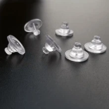 Accesorios de joyería multiusos DIY, tapones de silicona antideslizantes para orejas, pendientes de plástico transparente