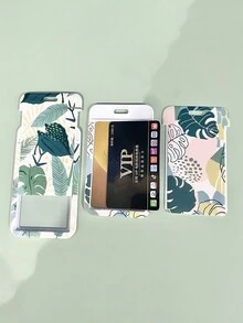 1入綠色植物公交地鐵學生證保護套,幼兒園轉學證遊戲卡保護套,附掛繩