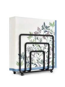 1入方形鐵製餐巾盒,適用於餐桌、辦公桌、家居裝飾 - 黑色 - 查看 7