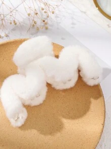 1 chiếc kẹp tóc lông mềm màu trơn dễ thương cho mùa thu/đông, phụ kiện tóc, kẹp càng cua, kẹp hàm, kẹp cài tóc cho trang phục đi nghỉ mát mùa hè dành cho nữ, đi biển. - trắng - Xem 3