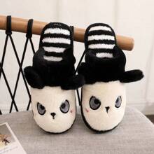 Winter New Arrival Cartoon Panda Slippers - Black and White - View 5