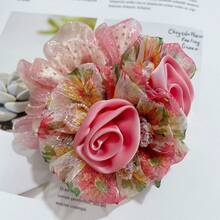 1 Miếng Lụa Dây buộc tóc ruột già Dây buộc tóc Màu hồng - Hồng - Xem 2