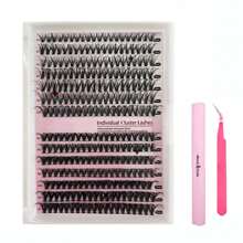 1set Individual False Eyelashes Grafted Lashes Soft Comfortable No Irritation Eyelashes for Women and Girls Cosmetic Supplies - Pink - View 1