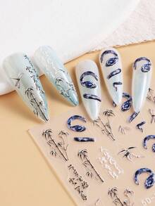 蛇形浮雕美甲貼紙貼花美甲工具5d自黏式熱門蛇形美甲貼花,適用於丙烯美甲設計修飾diy裝飾美甲配件