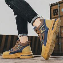 2023年秋冬男士新款切爾西靴,英倫風格,高頂,厚底,時尚休閒,保護踝靴 - 卡其色 - 查看 5