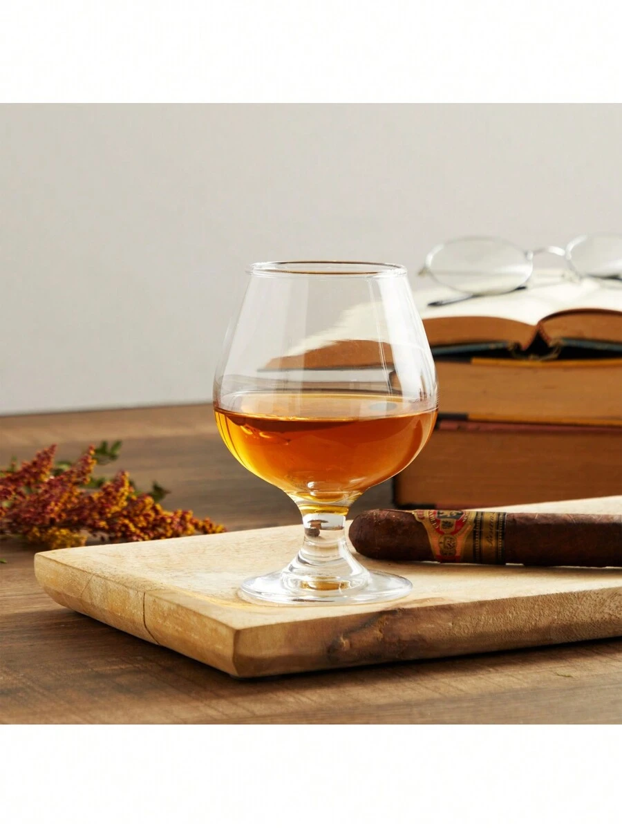 Set of 4 Brandy Snifter Glasses for Whiskey, Short Stem Wine Glass Set