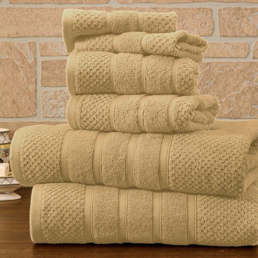 Bibb Home 6 Piece Egyptian Cotton Towel Set - 爆米花亞麻布 - 查看 1