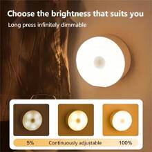 1 Pieza Luz Nocturna Led Con Control Automático De Luz, Lámpara De Mesa, Inscripción, Lámpara De Inducción - Luz infinita de tres colores tipo botón. - Ver 3