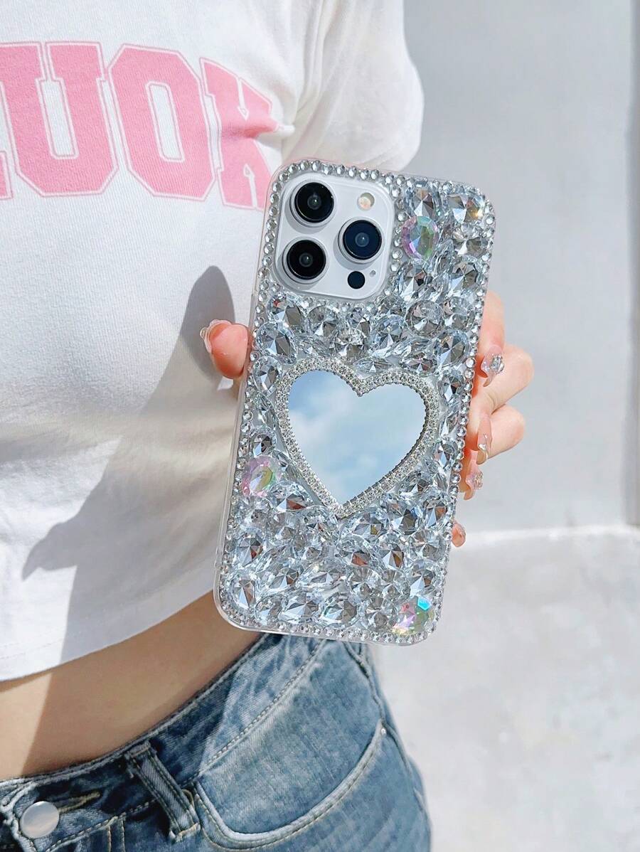 闪亮心形镜面手机壳：一款饰有闪亮水晶和心形镜子的迷人配件，兼容 Galaxy S2/S3/S2/S2/S2/S2/S2/5 等型号，防水、防震、防摔、防刮。国际版，非国内版。