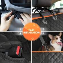 1pc Pet Car Seat Cover With 4 Pockets, Suitable For All Types Of Pets, Convenient For Traveling - Black - View 4