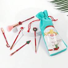 5 pièces Ensemble de pinceaux de maquillage en poils synthétiques avec motif sapin de Noël et Père Noël, cadeau de fête et de nouvel an, outils de beauté, set de pinceaux, kit de pinceaux de maquillage, set de maquillage complet, set de pinceaux de maquillage, kit de maquillage complet, kit de pinceaux, set de pinceaux de maquillage, set cadeau de maquillage, set - Rouge - Voir 6