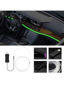 1 pieza Luz de ambiente automotriz con iluminación colorida USB - Multicolor - Ver 4