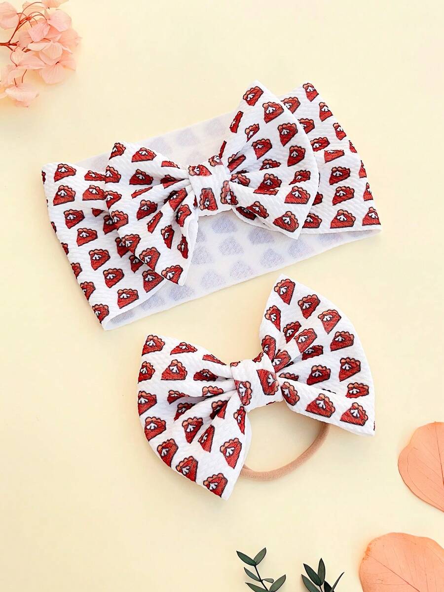 2入組嬰兒髮飾套裝，包括髮帶、鬆緊頭髮綁帶、蝴蝶結髮夾，適用於日常穿著和節日裝扮